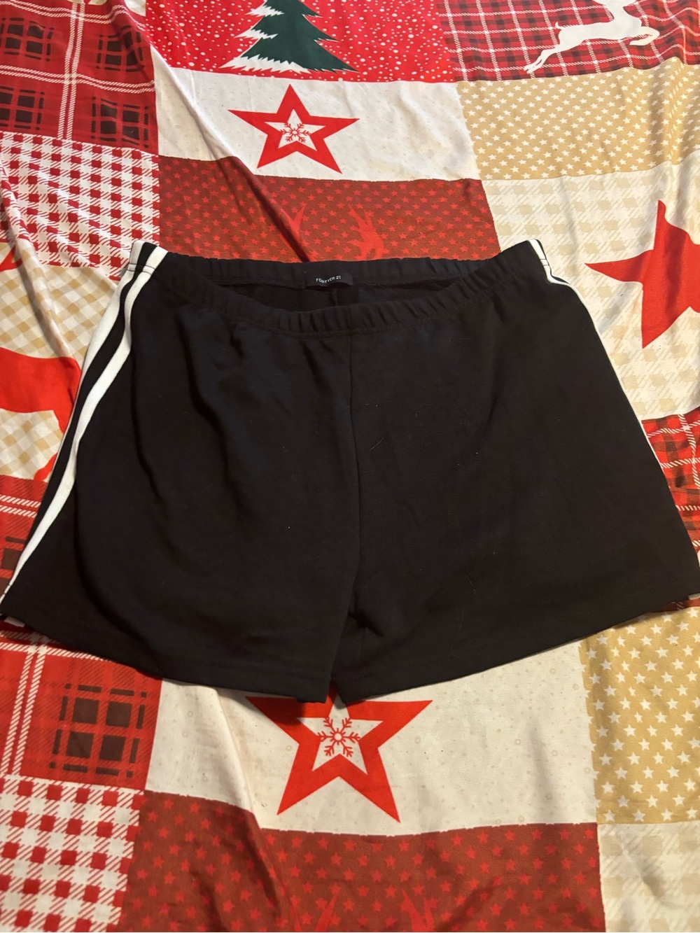Forever 21 Black Athletic Shorts with White Side Stripes